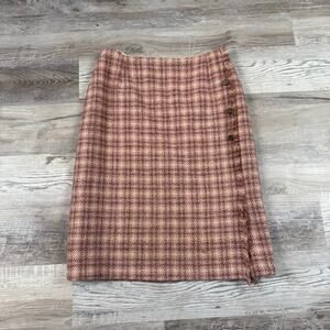 Vintage 70s MacAuslan of Scotland Pink Wool Plaid Skirt High Rise Academia Small